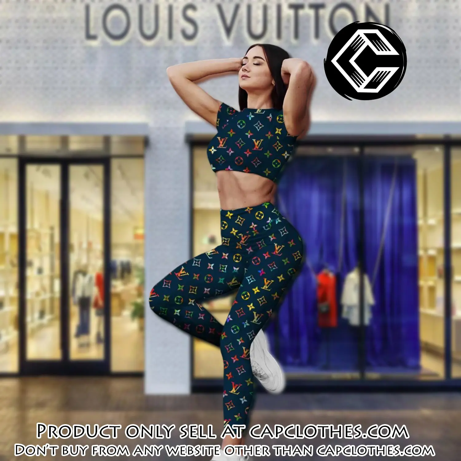 Louis vuitton sportwear combo luxury crop top tshirt and legging for women ctl1003 cc0106828